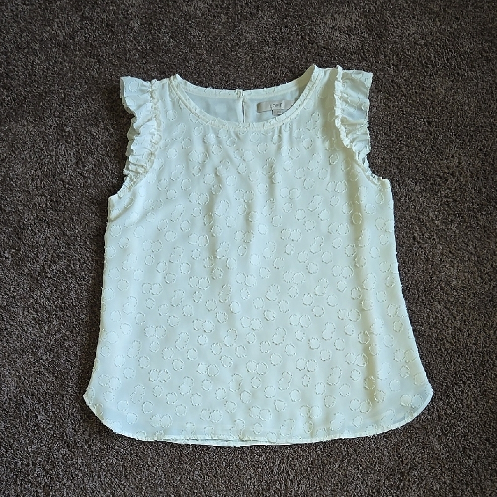 Ann Taylor Loft Ivory Flutter Sleeve Top M